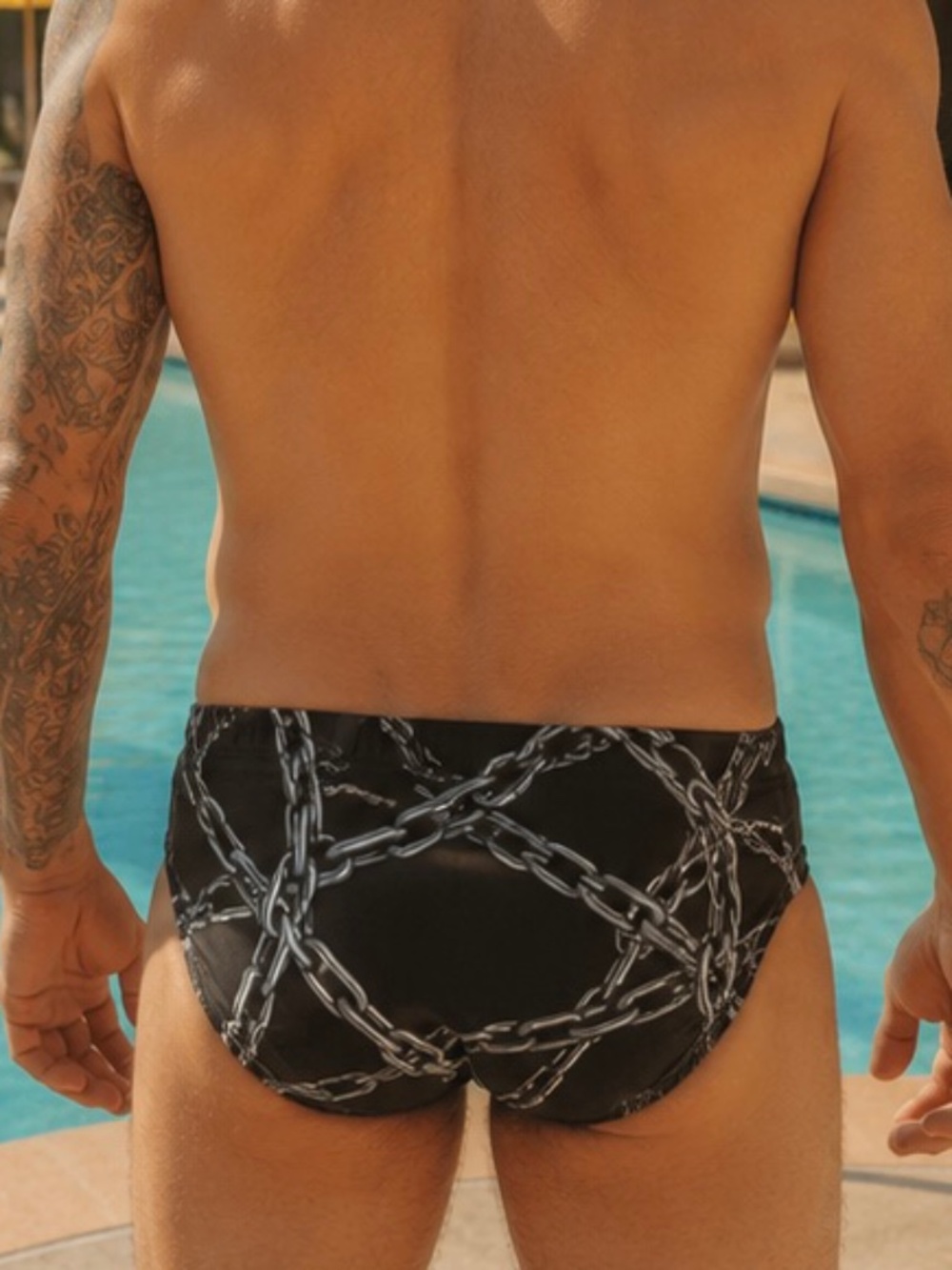 Breedwell Swim Gear Swim Briefs XL Chain Print Black Pink